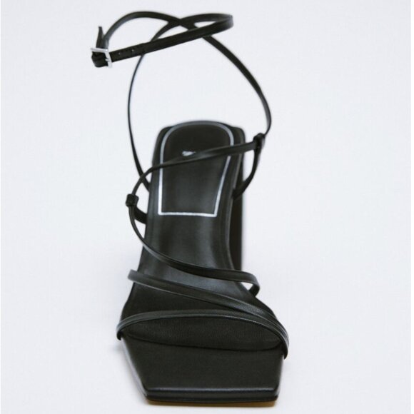 ZARA HEELED SQUARE TOE ANKLE STRAP SANDALS size 41 - Picture 3 of 4